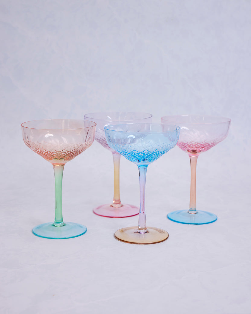 Multi Combo - Set of Four Colorful Coupes - Godinger - Printfresh