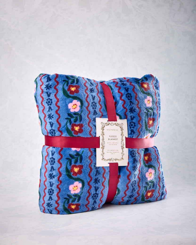 Blue Combo - Delphine Fleece Blanket - Rifle Paper - Printfresh