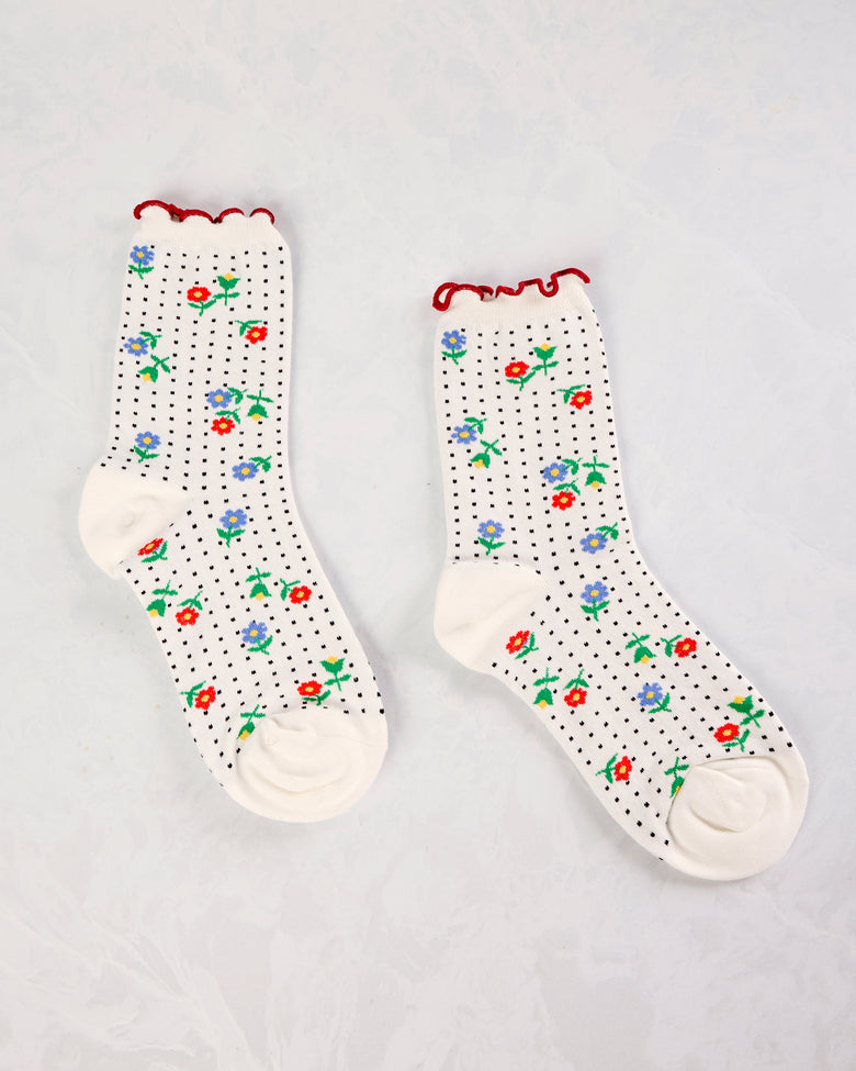 White - Dottie Floral Crew - Hansel from Basel - Printfresh