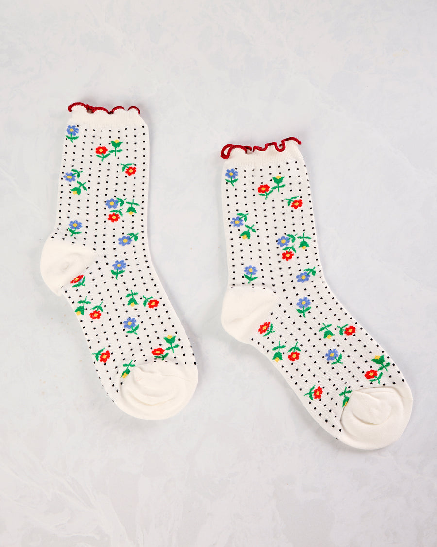 White - Dottie Floral Crew - Hansel from Basel - Printfresh