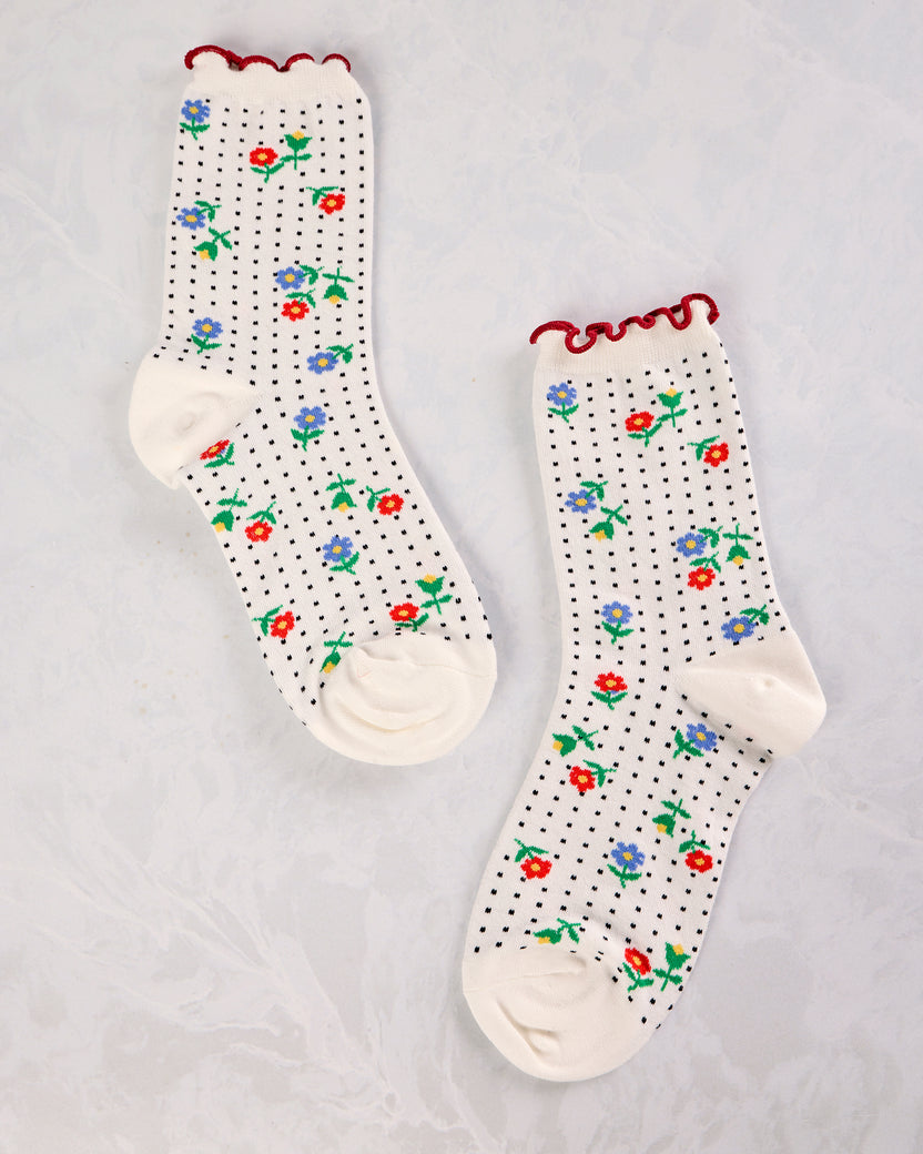 White - Dottie Floral Crew - Hansel from Basel - Printfresh