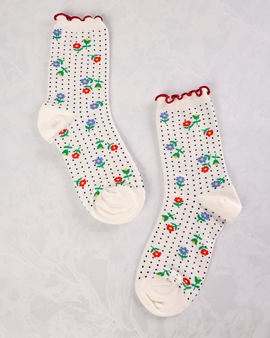 White - Dottie Floral Crew - Hansel from Basel - Printfresh