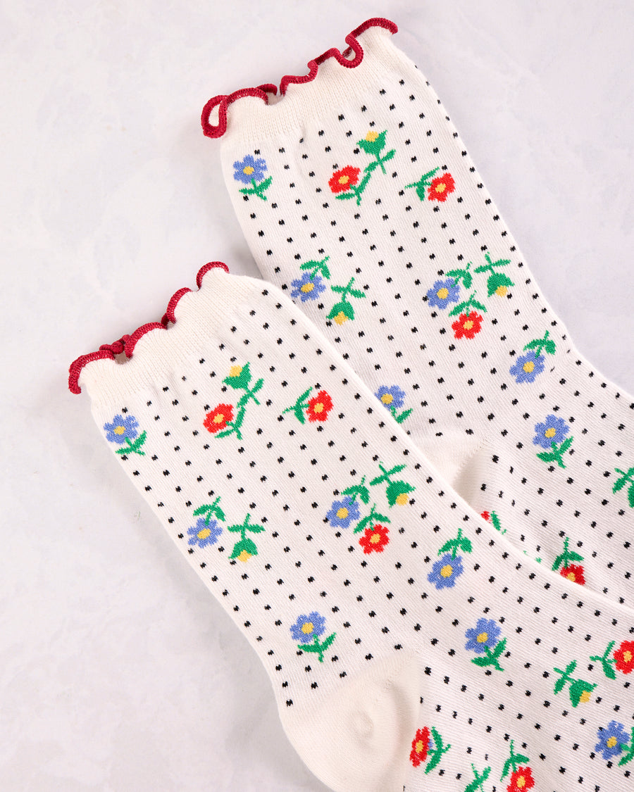 White - Dottie Floral Crew - Hansel from Basel - Printfresh