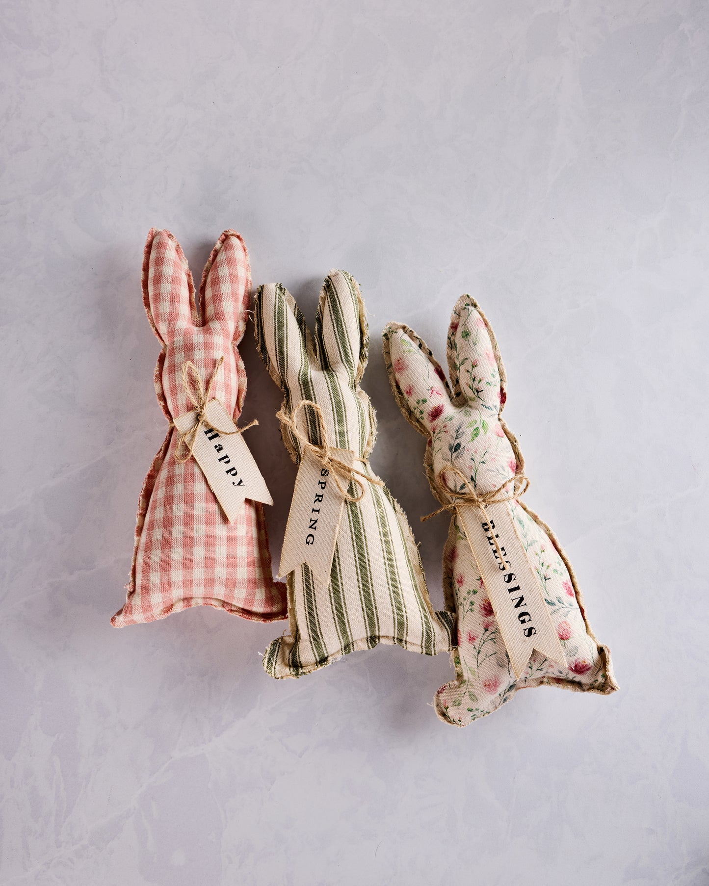 Pink Combo - Fabric Bunnies - Set of 3 - Audrey's Home & Gift - Printfresh