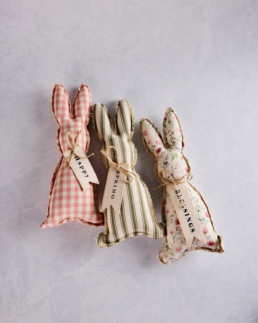 Pink Combo - Fabric Bunnies - Set of 3 - Audrey's Home & Gift - Printfresh