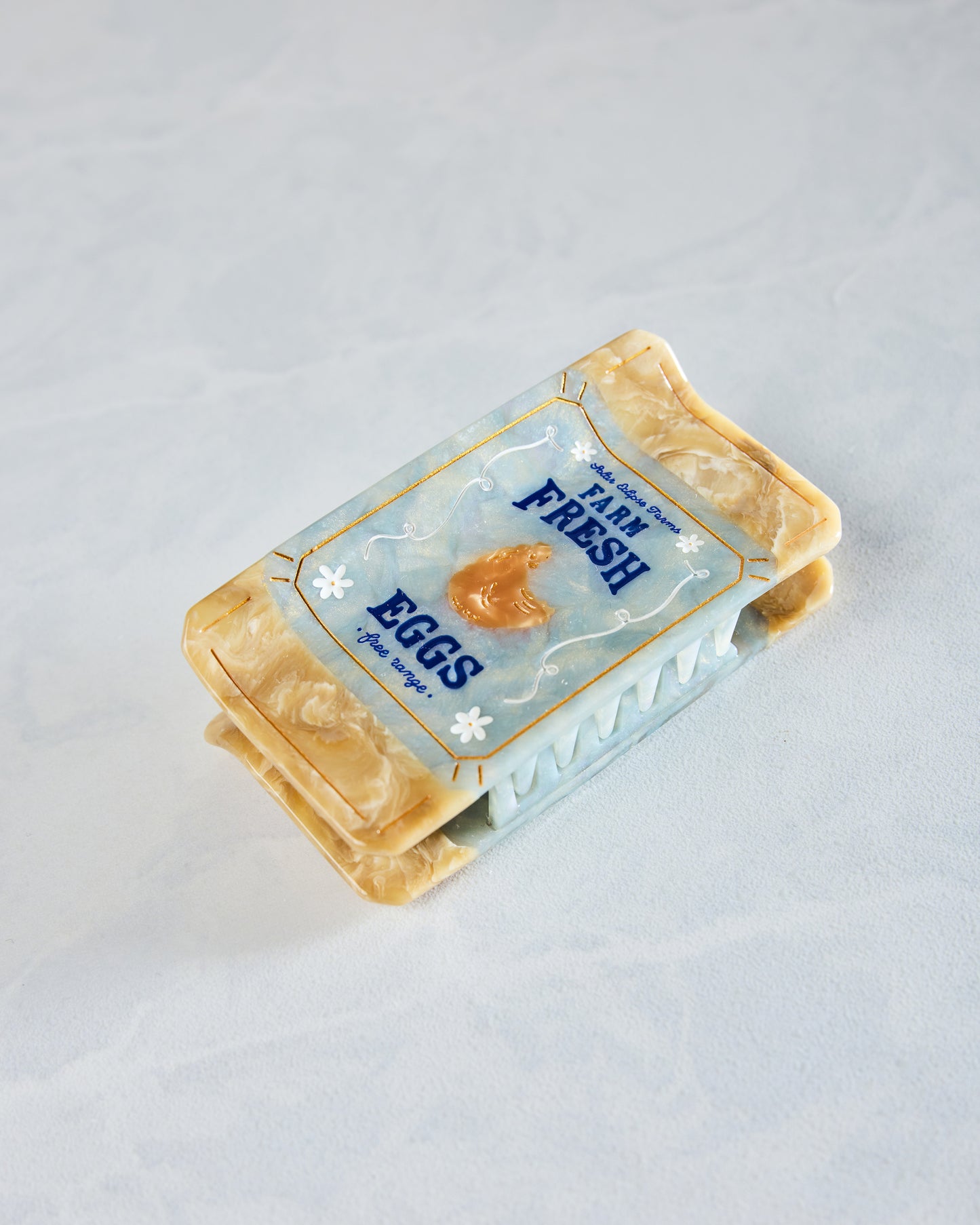 Blue Combo - Hand Painted Farm Fresh Eggs Claw Hair Clip - Solar Eclipse - Printfresh