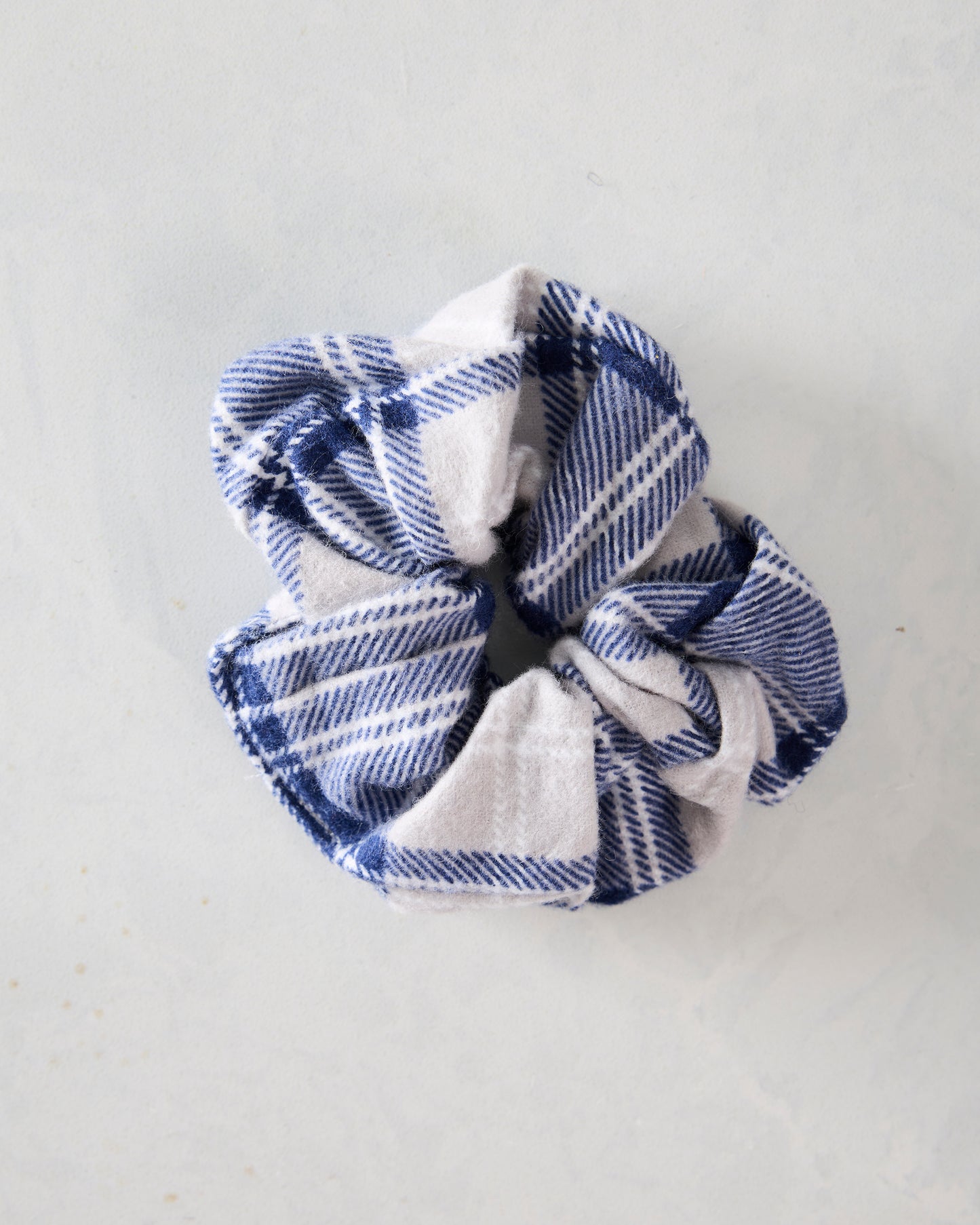 Blue Plaid - Flannel Handmade Scrunchie - QuietJoy
