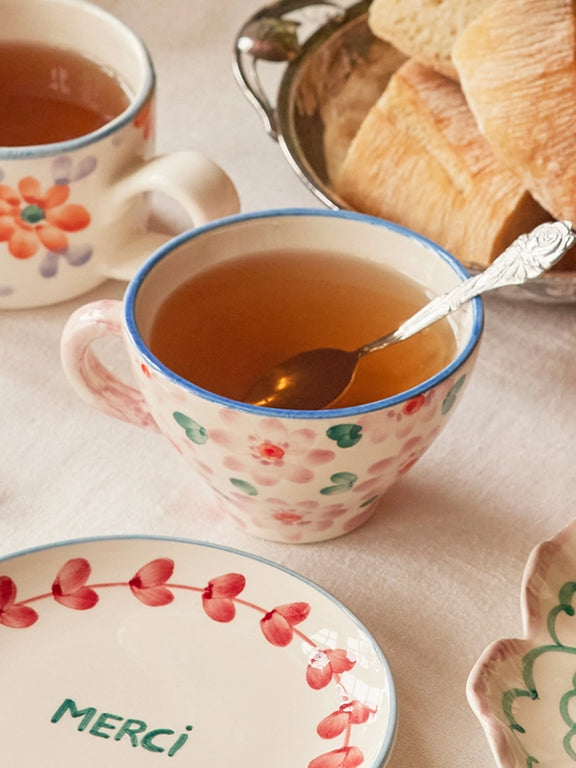 Floral Combo - Hand Painted Ceramic Tea Cup - RicebyRice - Printfresh