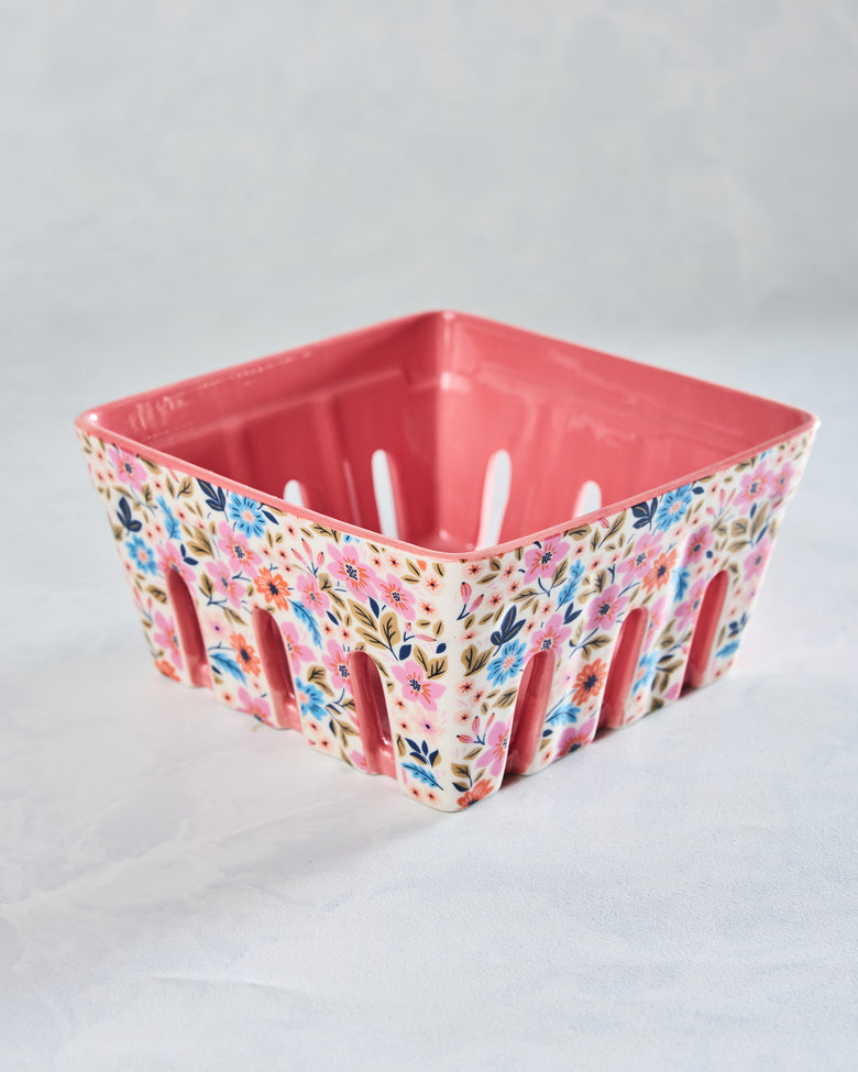 Pink - Floral Ceramic Berry Basket - Core Home - Printfresh