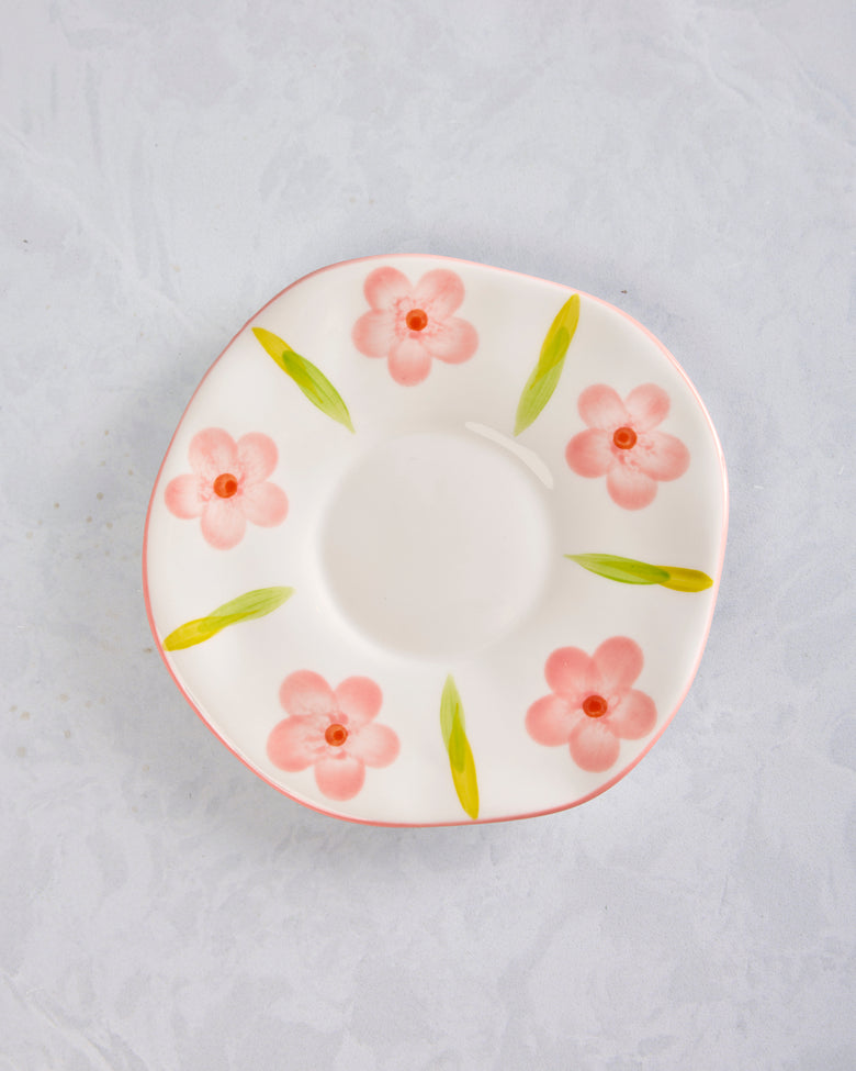 Ivory Combo - Flower Ceramic Mug and Saucer - Chow's Stories - Printfresh