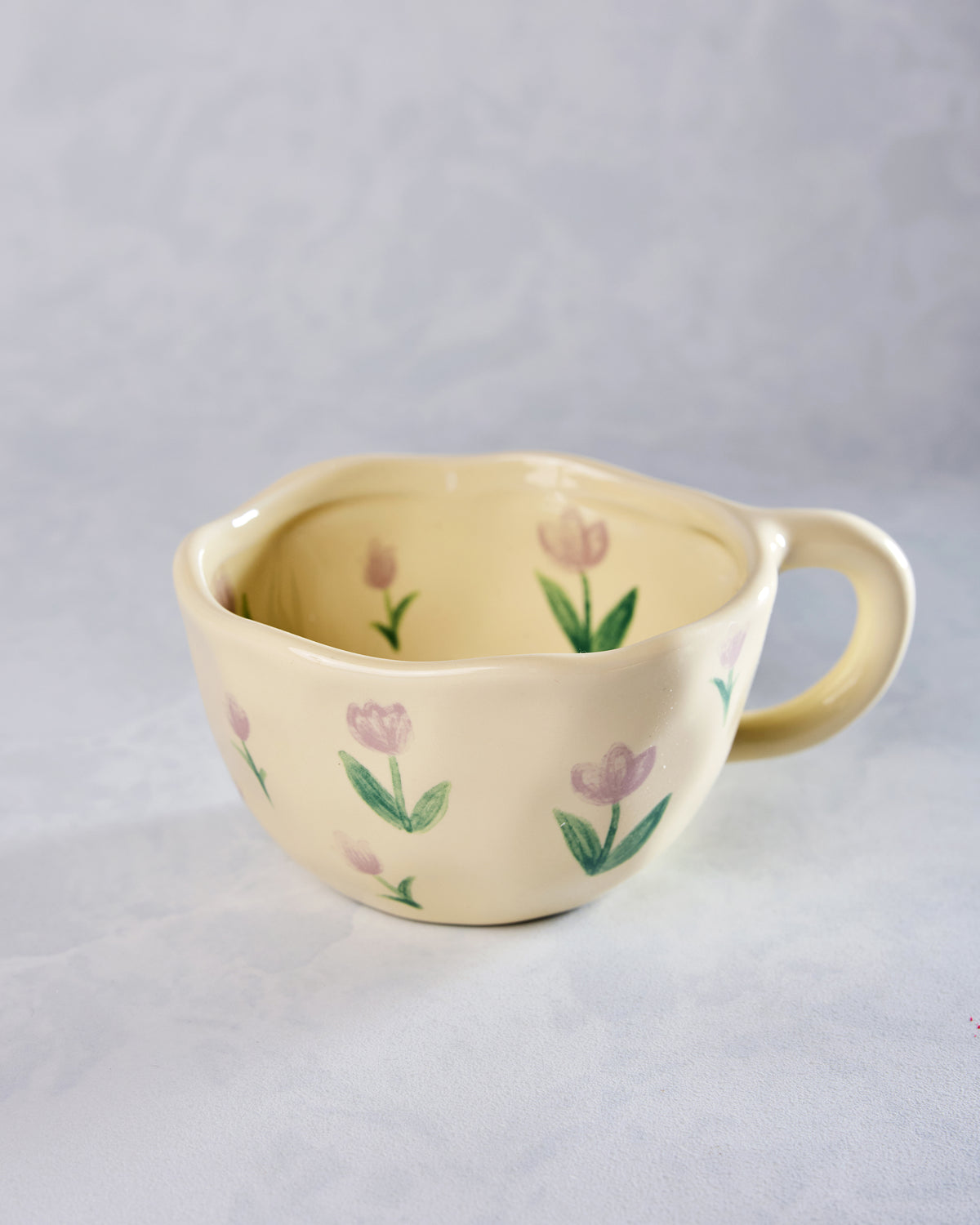 Ivory - Floral Ceramic Tulip Mug - Chow's Stories - Printfresh