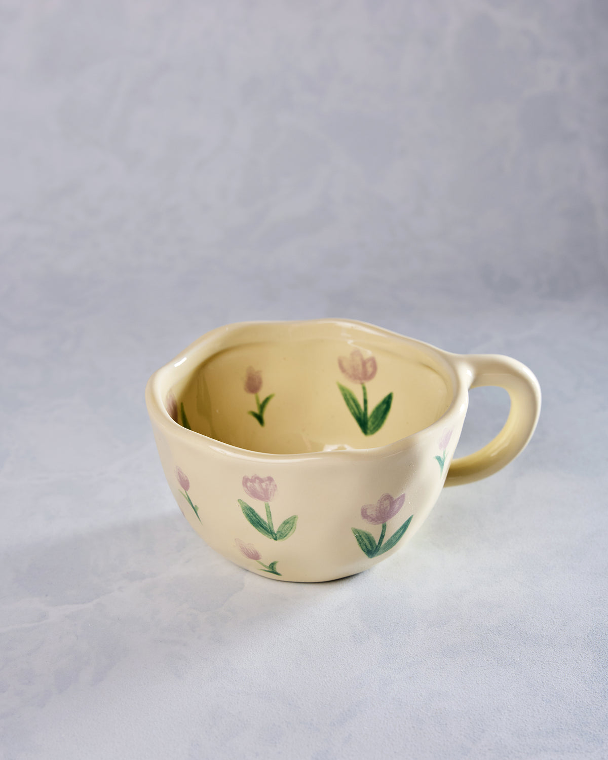 Ivory - Floral Ceramic Tulip Mug - Chow's Stories - Printfresh