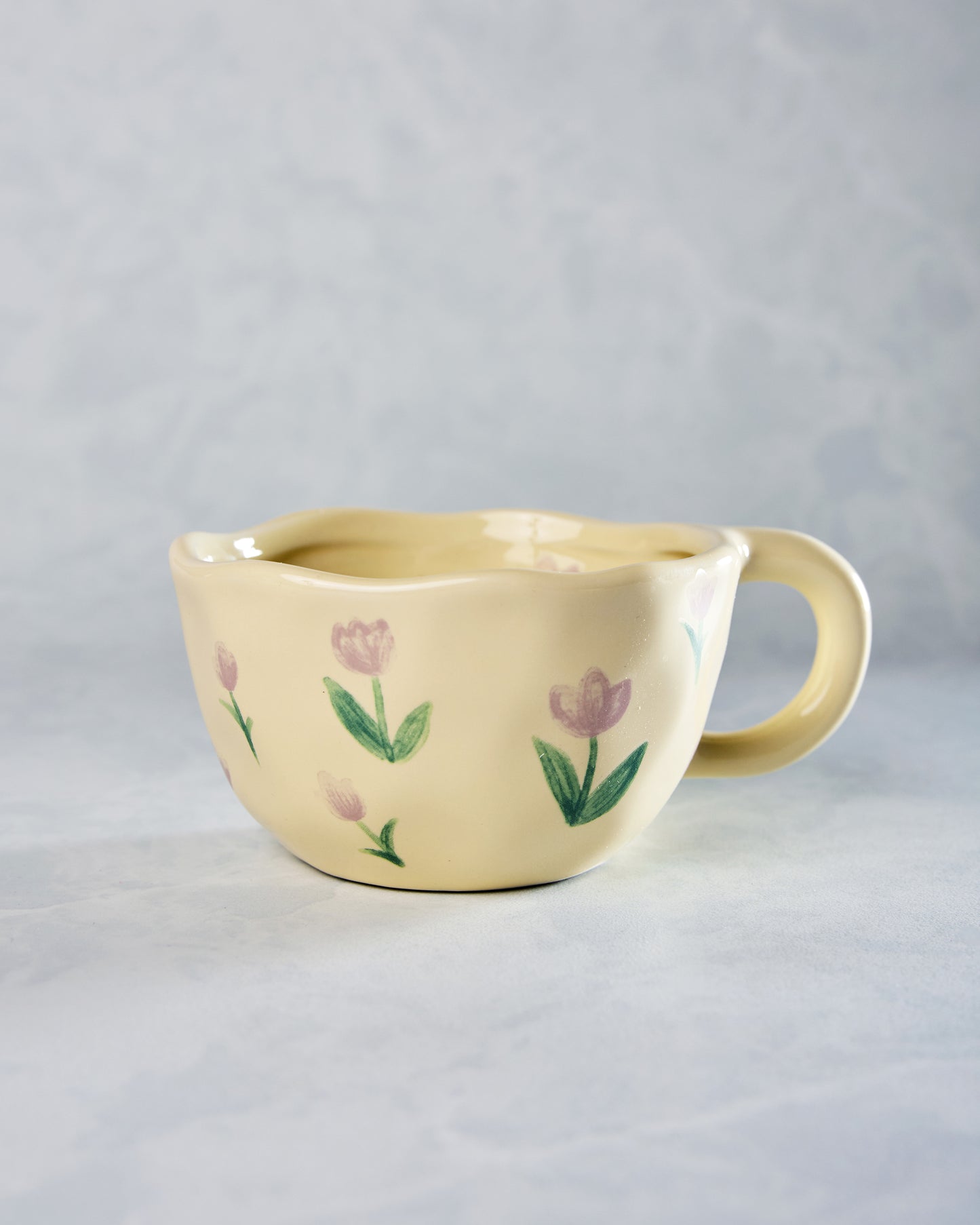 Ivory - Floral Ceramic Tulip Mug - Chow's Stories - Printfresh