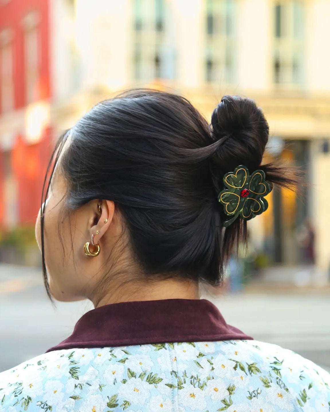 Forest Combo - Hand Painted Clover Claw Hair Clip - Solar Eclipse - Printfresh