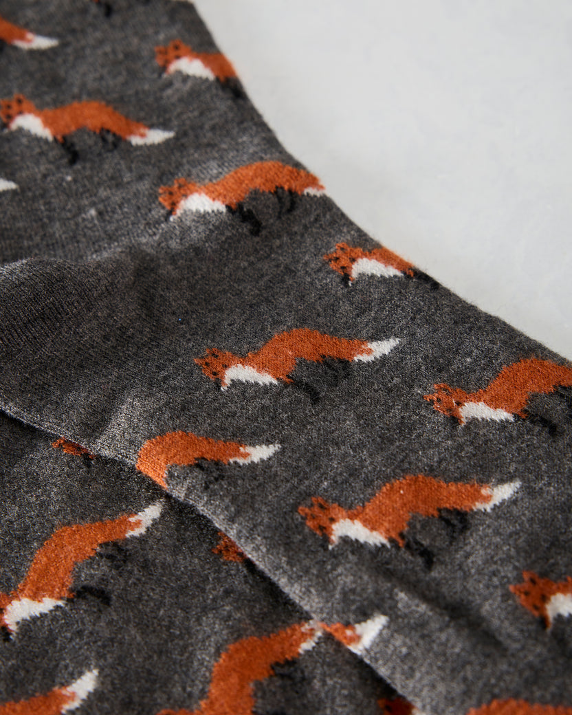 Grey Combo - Fox Cashmere Blend Men's Crew Socks - Infinity Classics International Inc.