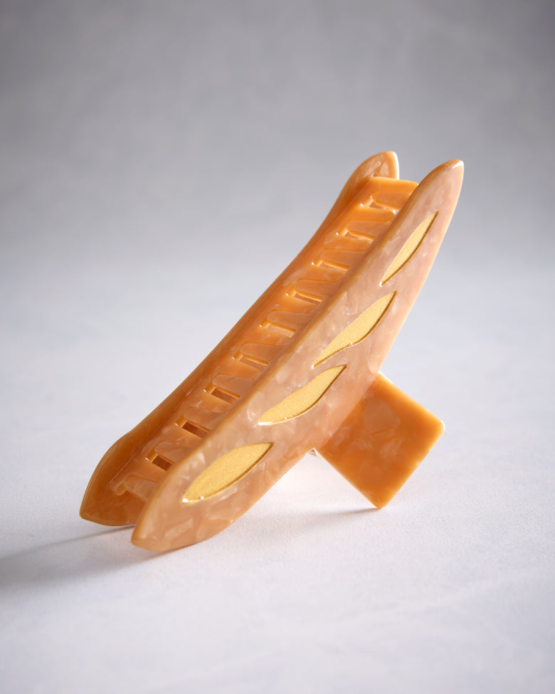 Brown Combo - Hand Painted French Baguette Bread Claw Hair Clip - Solar Eclipse - Printfresh