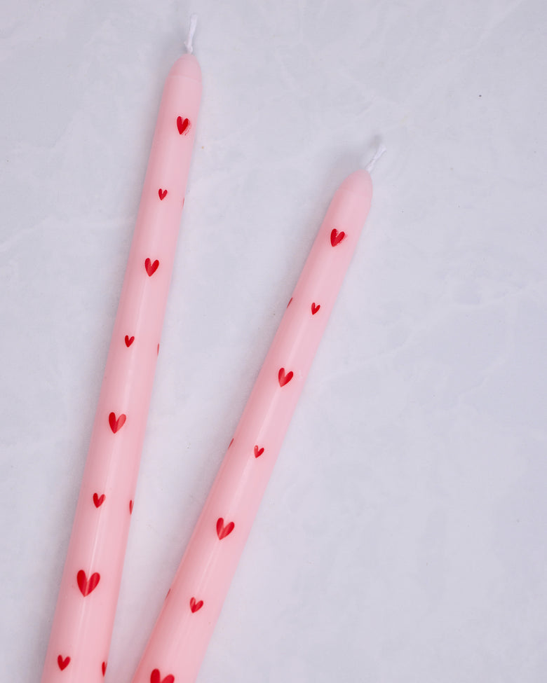 Pink Combo - French Heart Printed Pole Candle - Girly - Printfresh