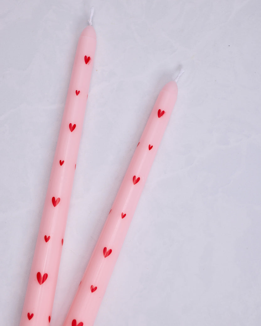 Pink Combo - French Heart Printed Pole Candle - Girly - Printfresh