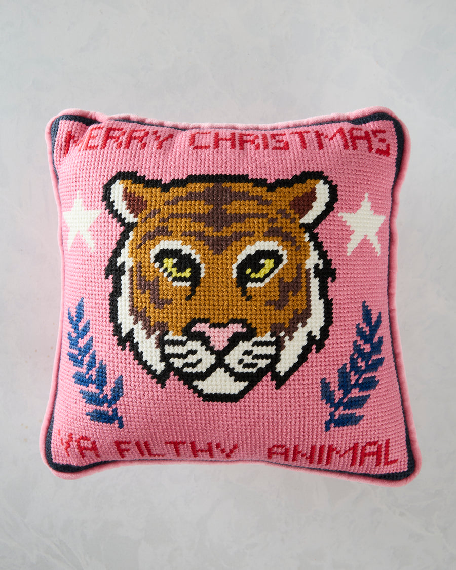 Pink Combo - Filthy Animal Needlepoint Pillow - Furbish Studio