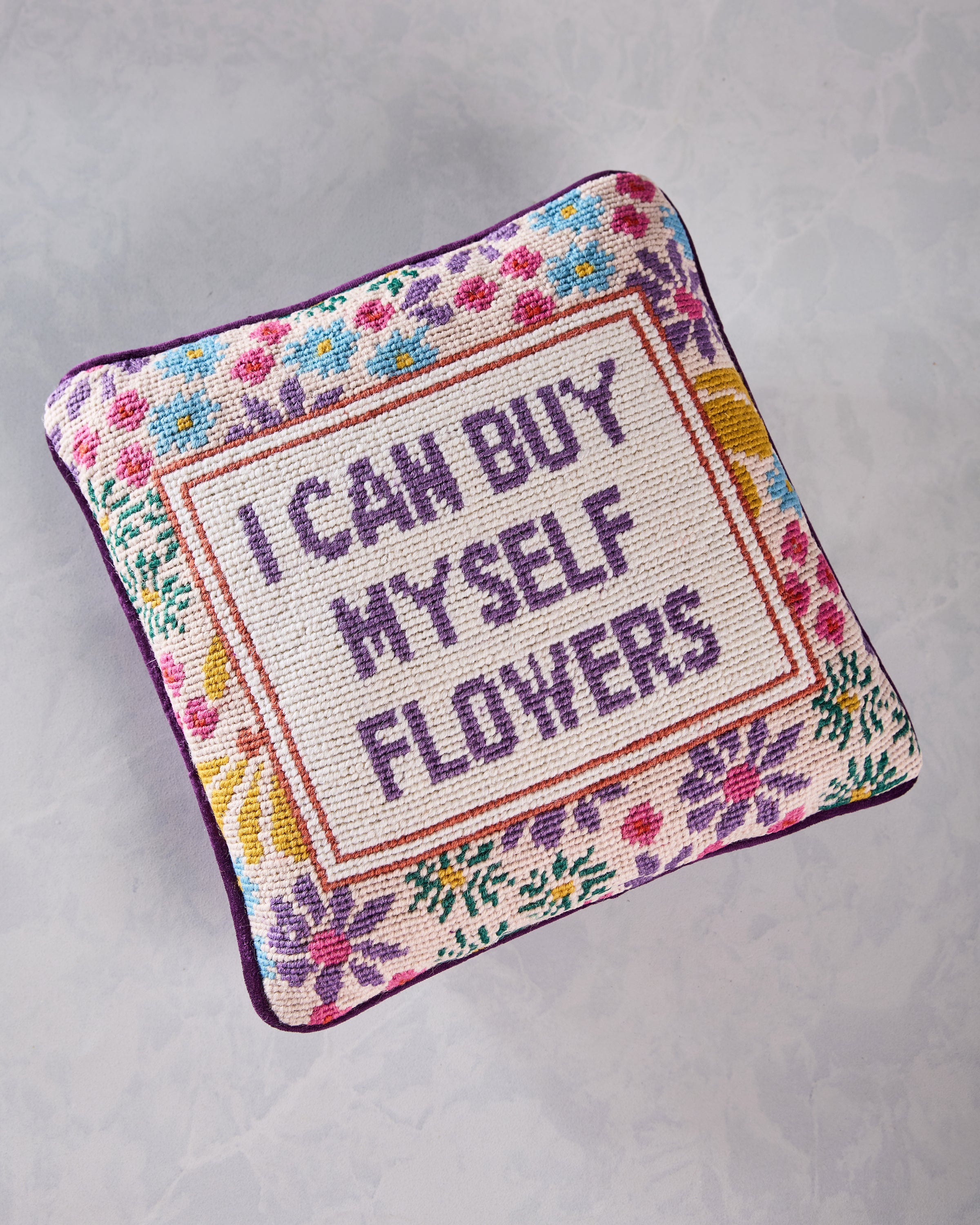 Multi - Flowers Needlepoint Pillow - Furbish – Printfresh