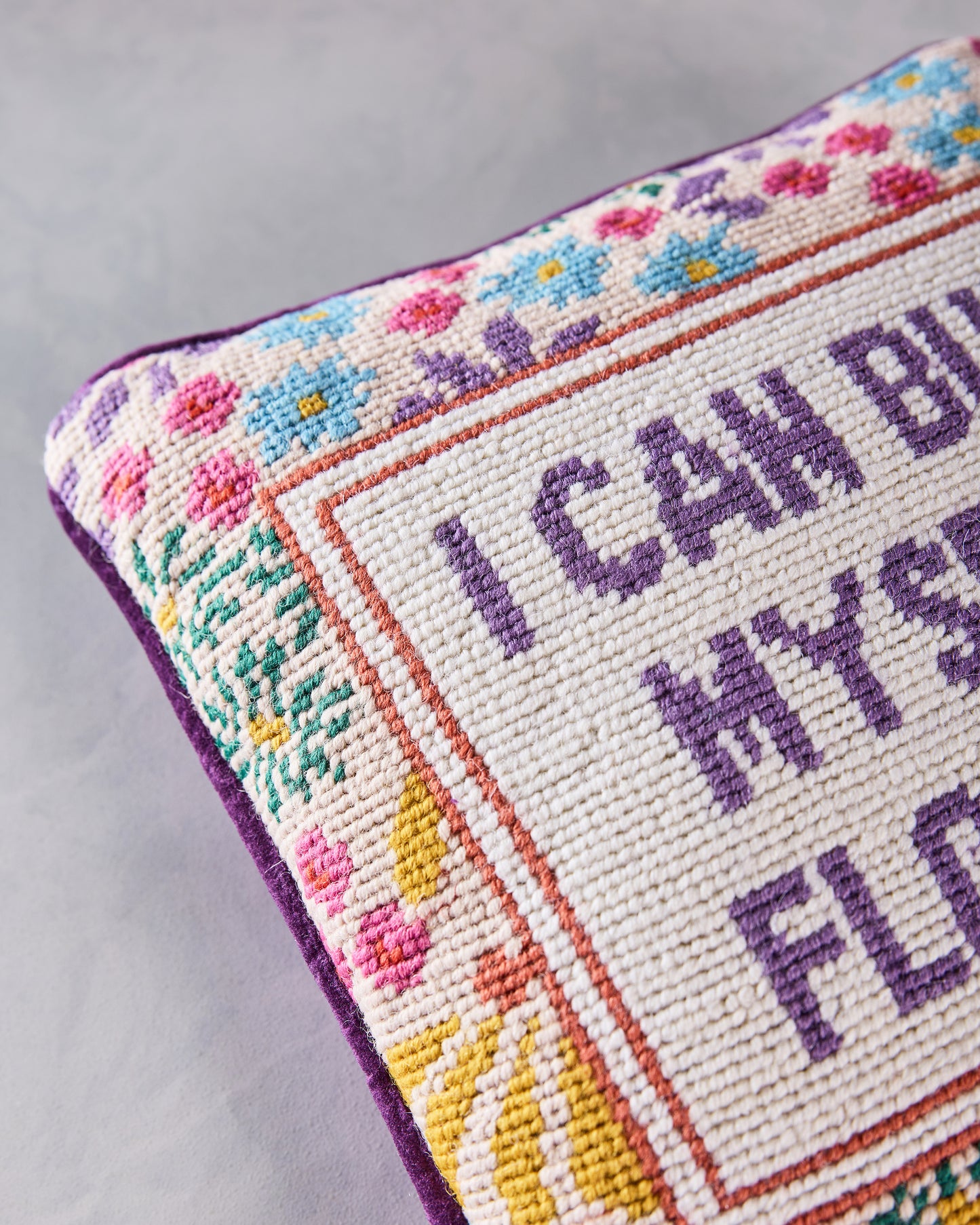 Multi - Flowers Needlepoint Pillow - Furbish - Printfresh