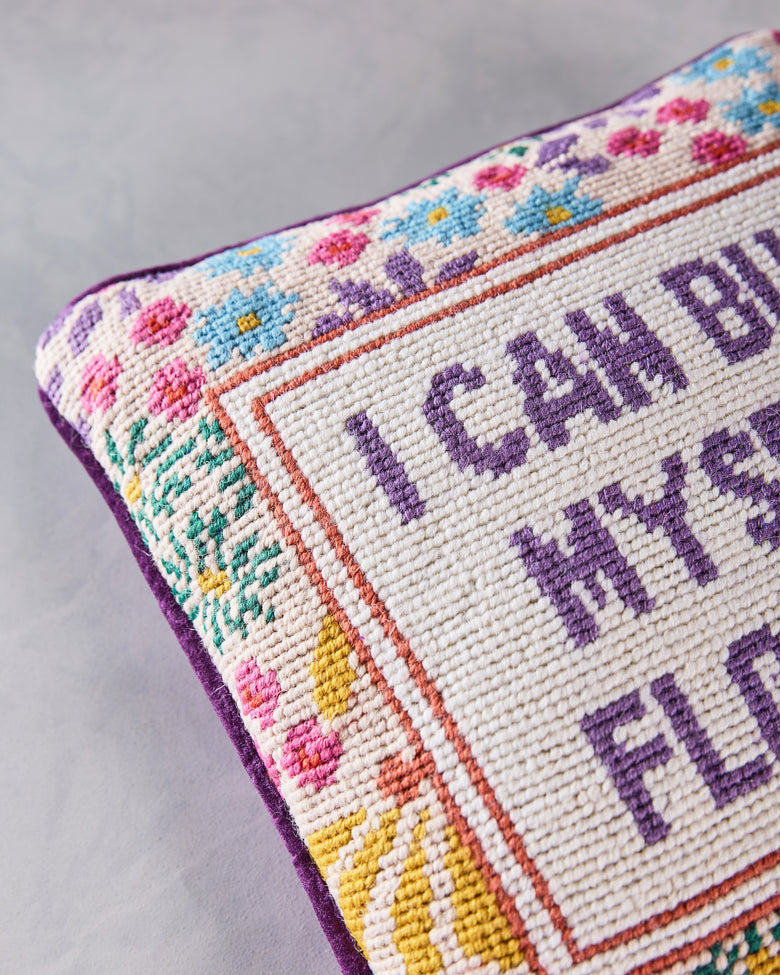 Multi - Flowers Needlepoint Pillow - Furbish - Printfresh