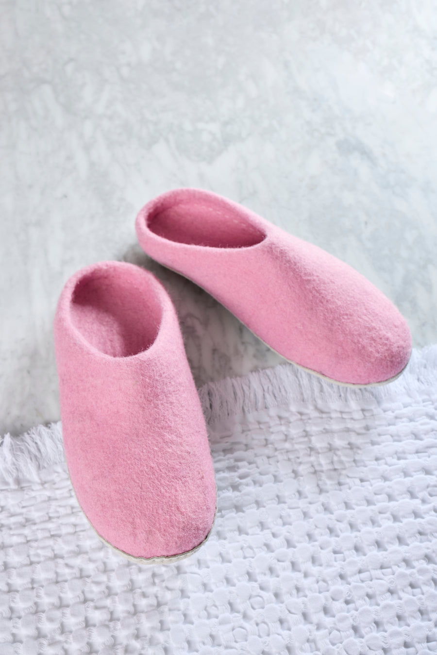 Light Pink - Organic Merino Wool Slippers - Fuzzy Cove - Printfresh