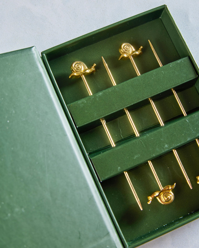 Gold - Garden Snail Cocktail Picks - House of Gleason - Printfresh
