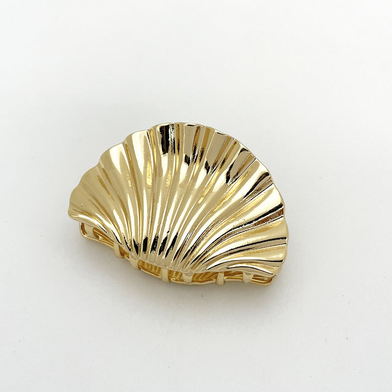 Gold - Gold Shell Hair Claw Clip - LadyJuneAccessories - Printfresh