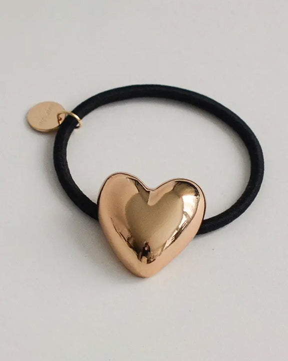 Gold - Heart Shaped Metal Cuff Hair Tie - Nar'sha - Printfresh