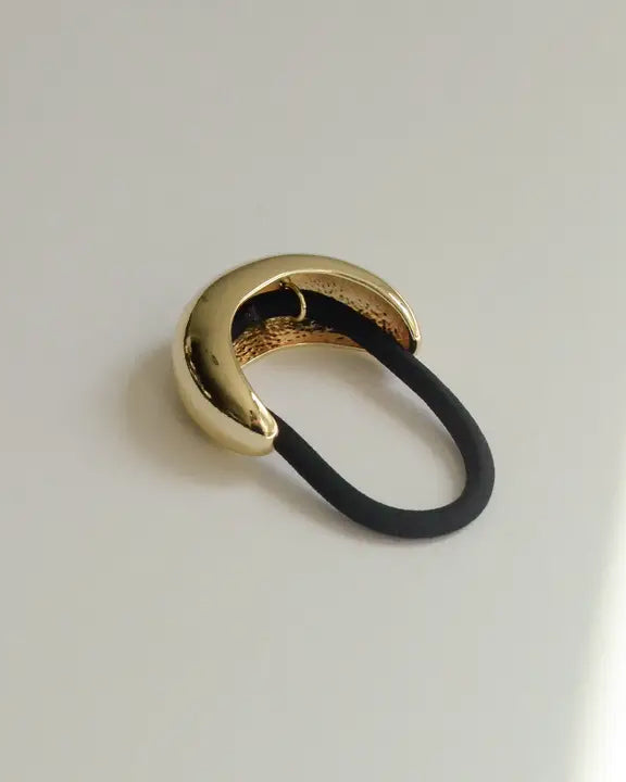 Gold - Narrow Crescent Metal Cuff Hair Tie - Nar'Sha - Printfresh