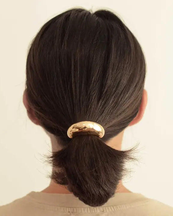 Gold - Narrow Crescent Metal Cuff Hair Tie - Nar'Sha - Printfresh