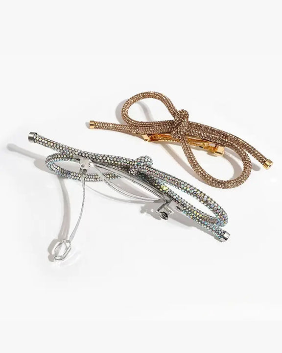 Gold - Sparkling Bow Barette - LadyJuneAccessories - Printfresh