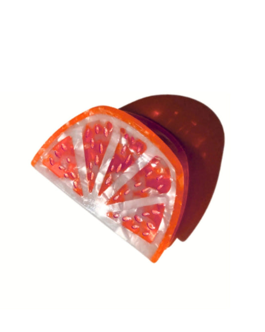 Grapefruit - Hand Painted Citrus Slice Claw Hair Clip - Solar Eclipse