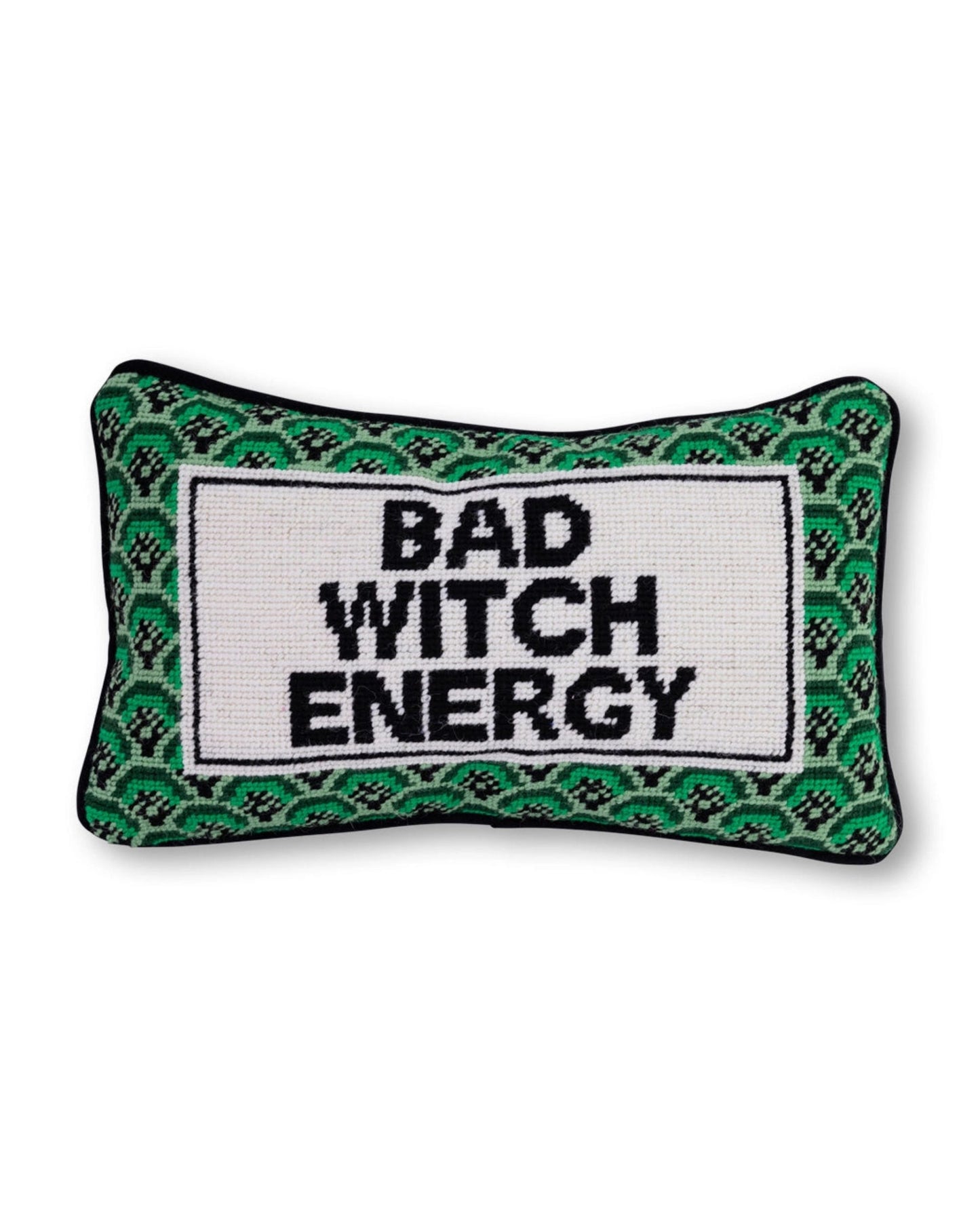 Furbish Studio - Bad Witch Energy Needlepoint Pillow - Green Combo