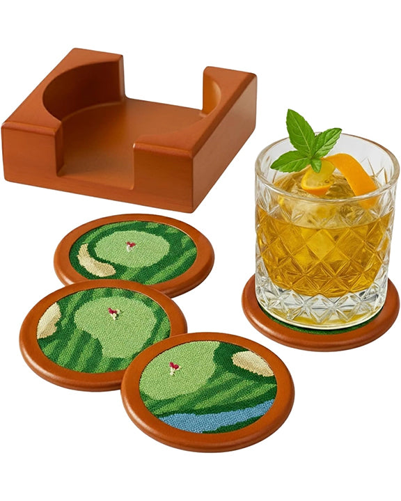 Green Combo - Stitched Golf Coasters - The Wine Savant / Khen Glassware - Printfresh