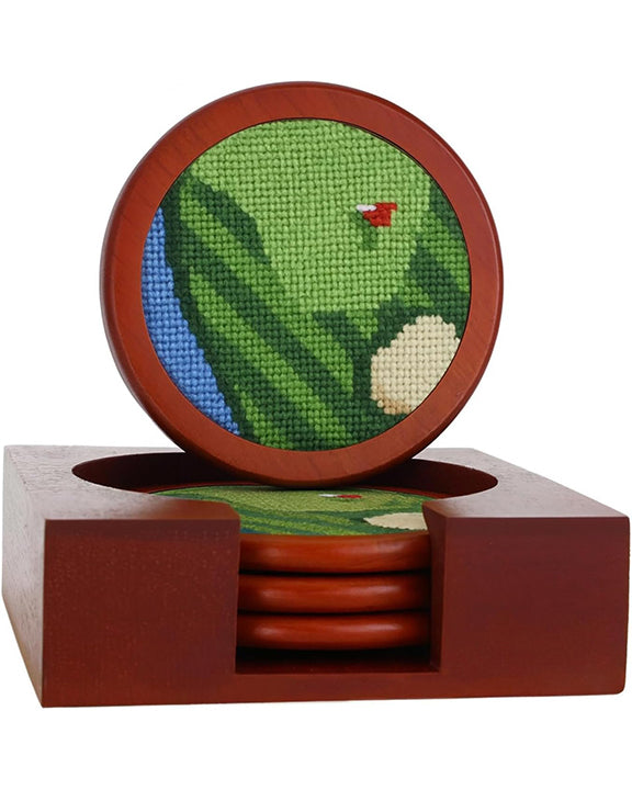 Green Combo - Stitched Golf Coasters - The Wine Savant / Khen Glassware - Printfresh