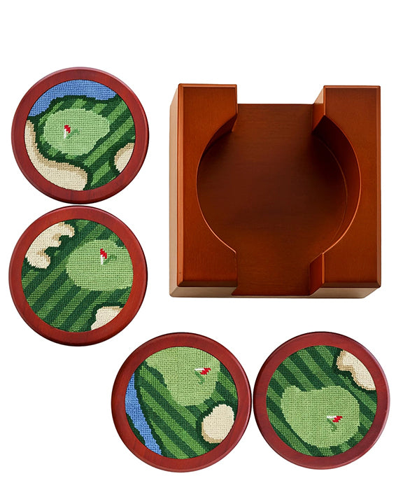 Green Combo - Stitched Golf Coasters - The Wine Savant / Khen Glassware - Printfresh