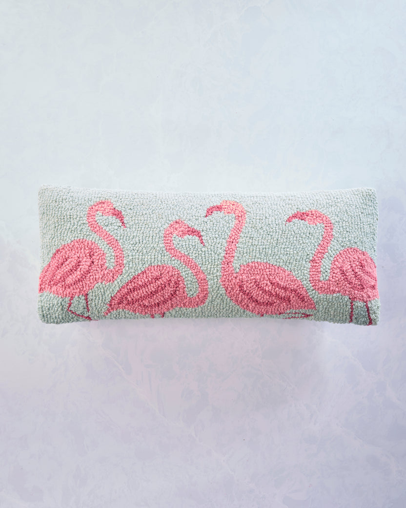 Green Combo - Flamingo Beach Hook Pillow - Peking Handicraft