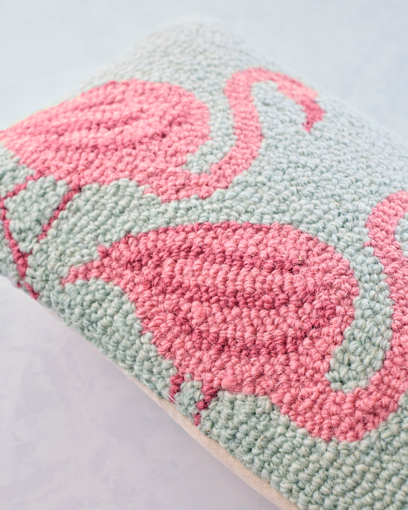 Green Combo - Flamingo Beach Hook Pillow - Peking Handicraft
