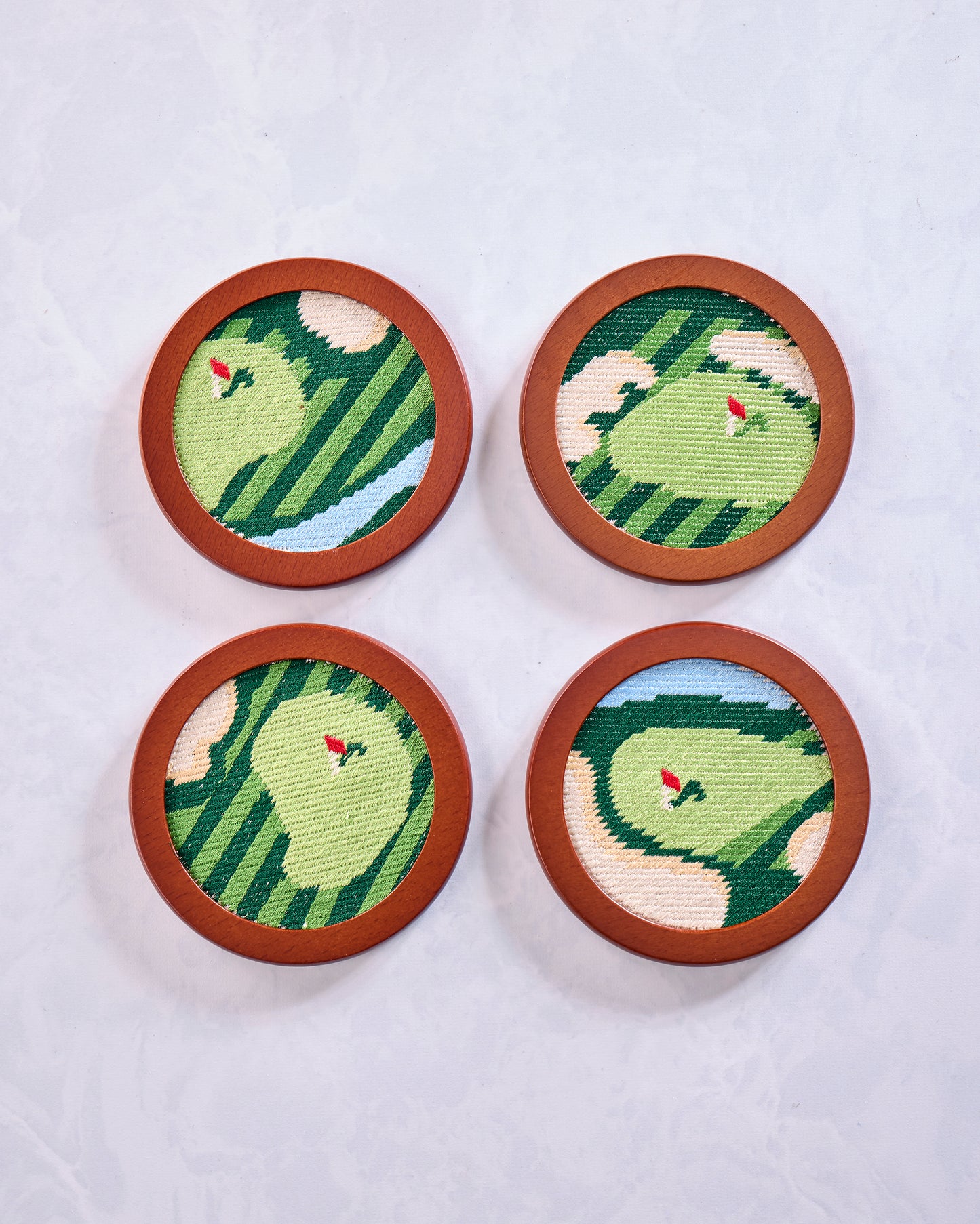 Green Combo - Stitched Golf Coasters - The Wine Savant / Khen Glassware