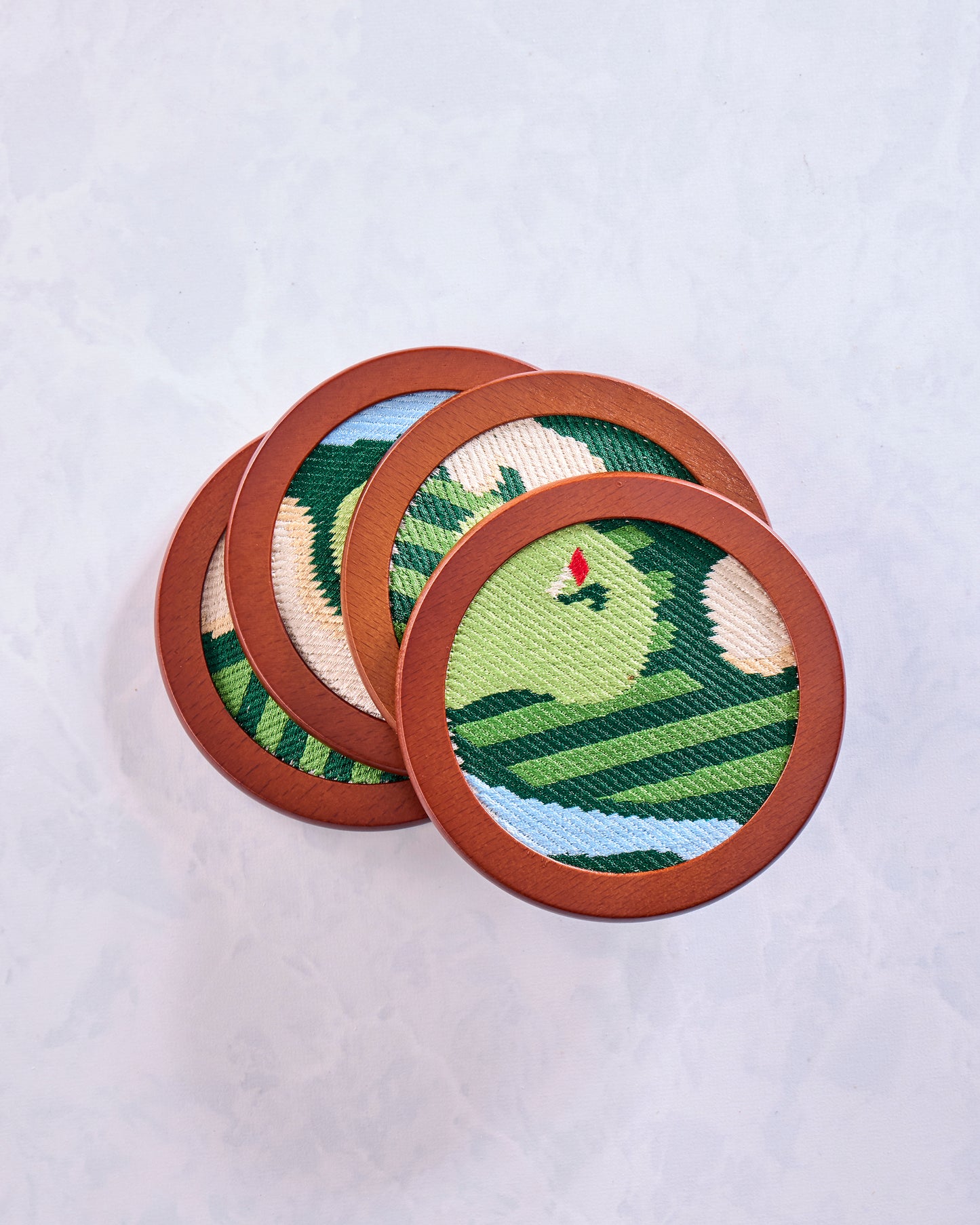 Green Combo - Stitched Golf Coasters - The Wine Savant / Khen Glassware
