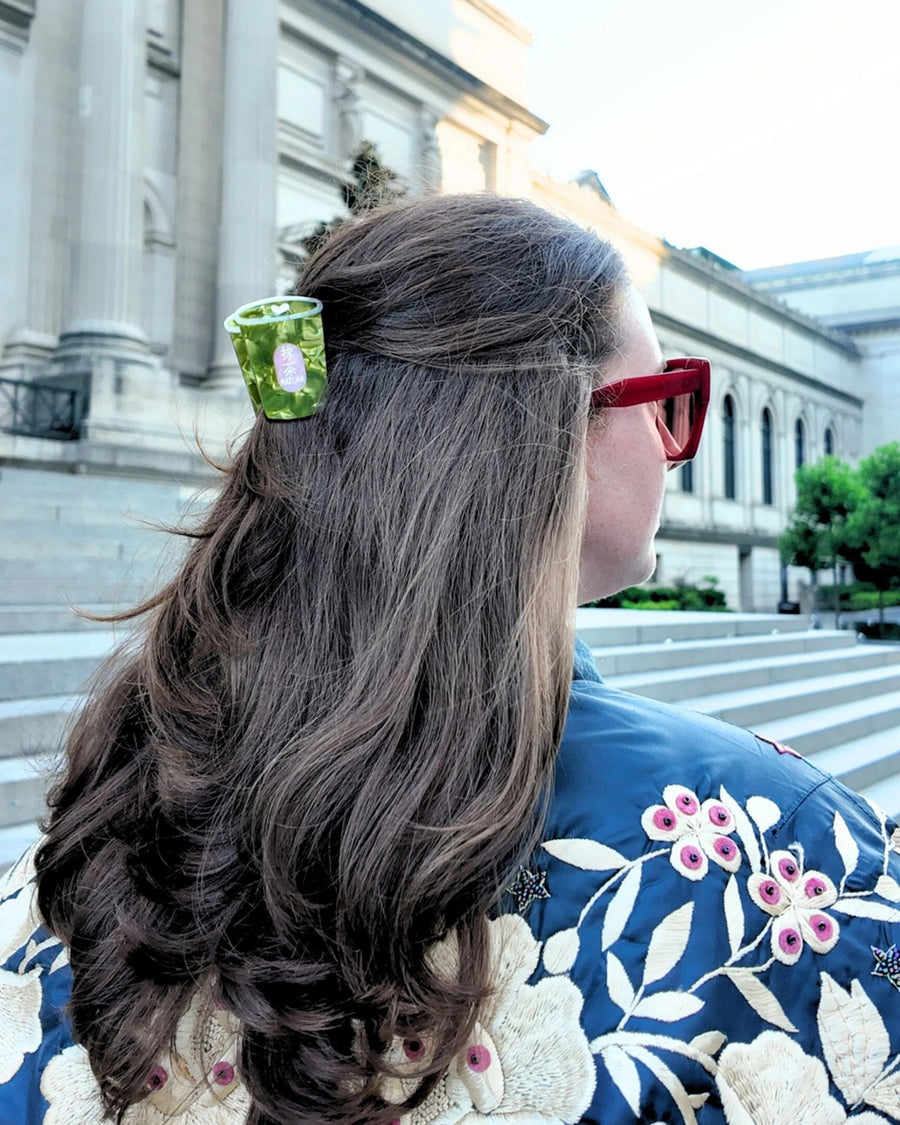 Green - Hand painted Mini Matcha Claw Hair Clip - Solar Eclipse