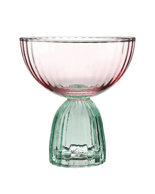 Green/Pink - Mahjong Coupe Glass - Slant Collections by Creative Brands