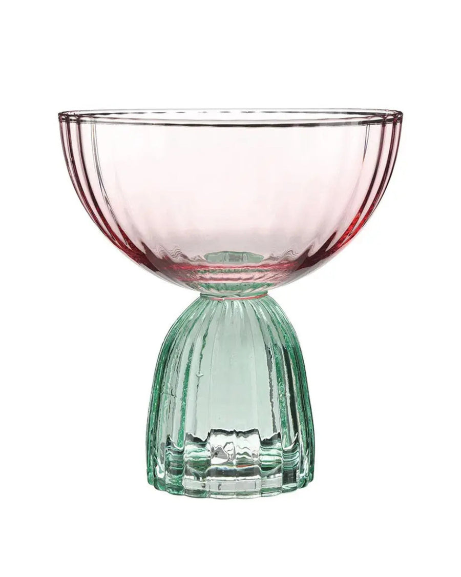 Green/Pink - Mahjong Coupe Glass - Slant Collections by Creative Brands