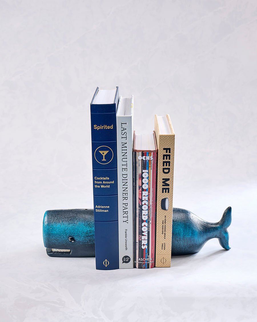 Grey - Whale Bookends Pair - Cast Iron - HomeArt