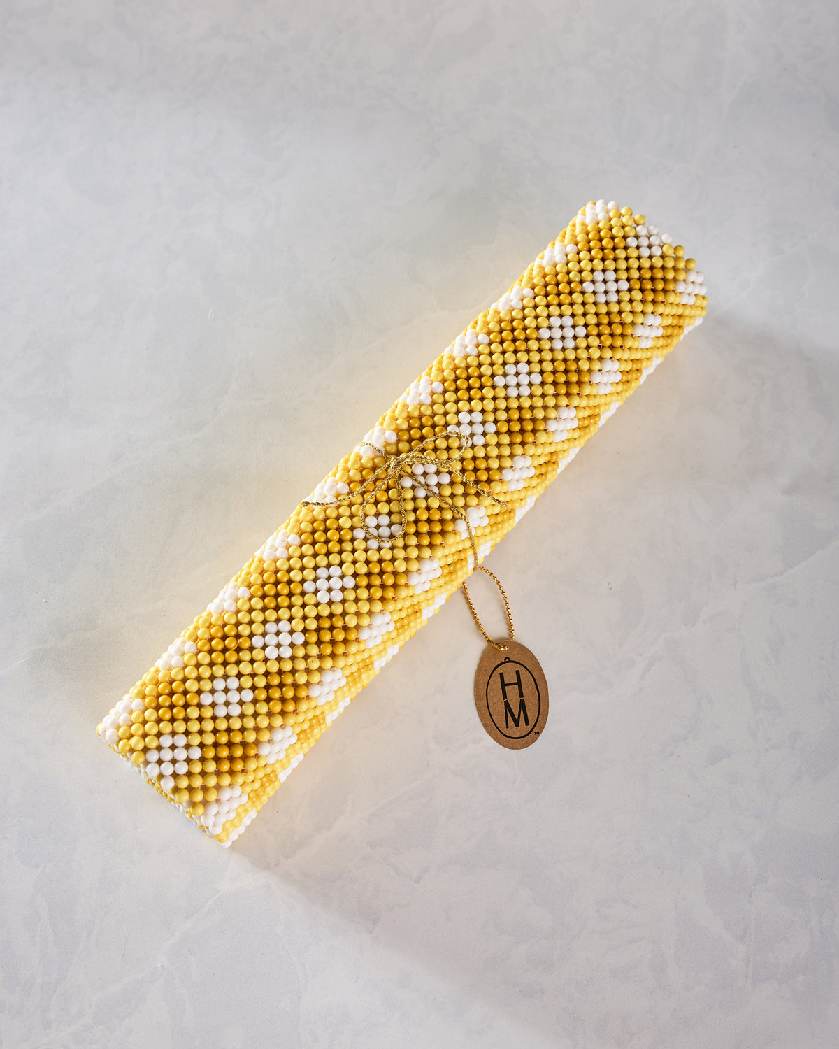 Yellow Check - Beaded Table Runner - Hazel Mazel - Printfresh