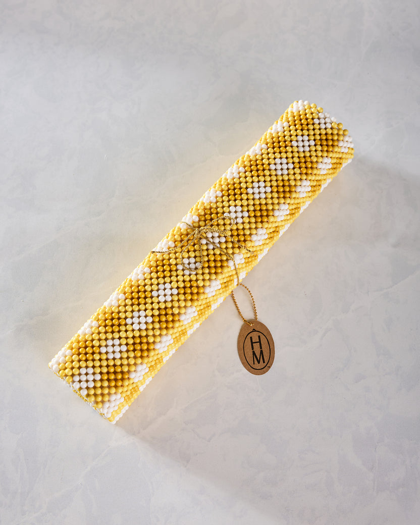 Yellow Check - Beaded Table Runner - Hazel Mazel - Printfresh