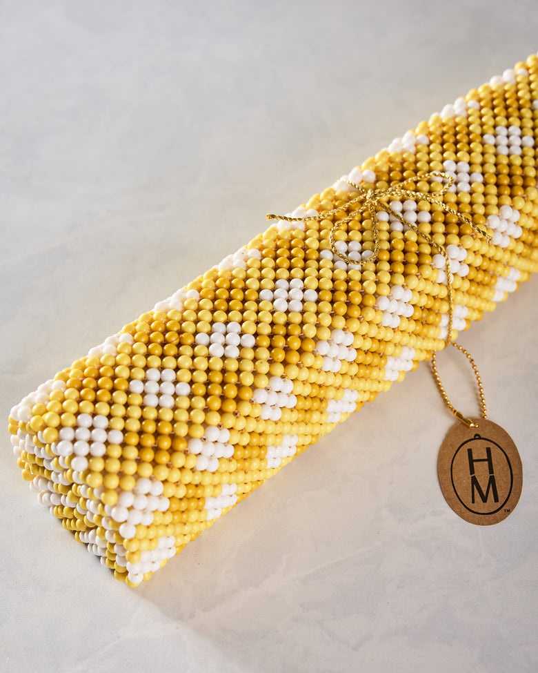Yellow Check - Beaded Table Runner - Hazel Mazel - Printfresh
