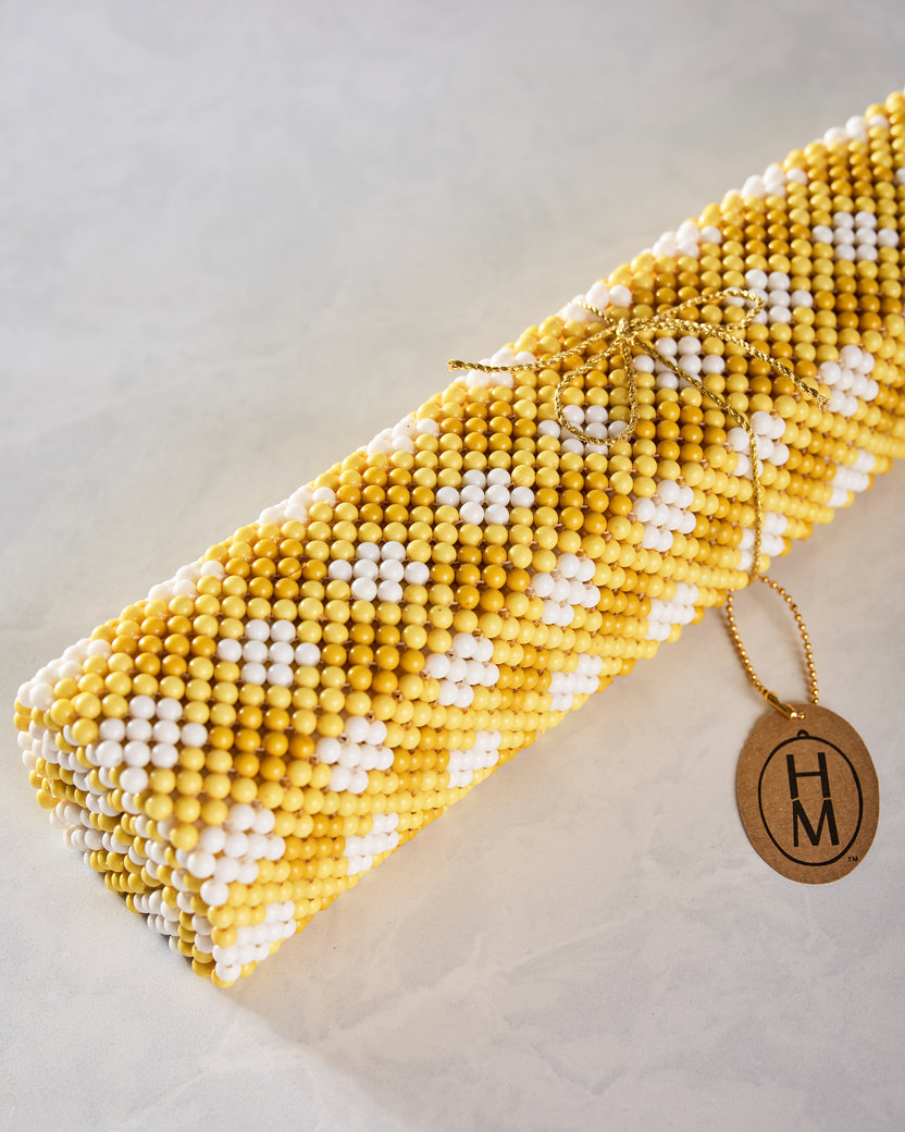 Yellow Check - Beaded Table Runner - Hazel Mazel - Printfresh
